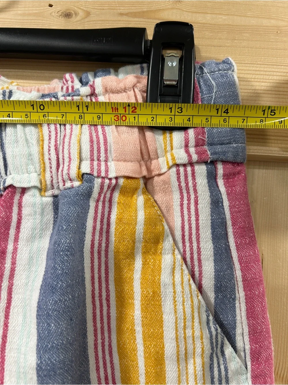 a.n.a Striped Wide Leg Linen Blend Paper Bag Waist Pants, Small Boho Beachy - Picture 6 of 7